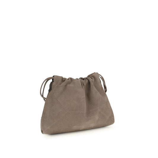Pouch con coulisse in camoscio Brunello Cucinelli color beige