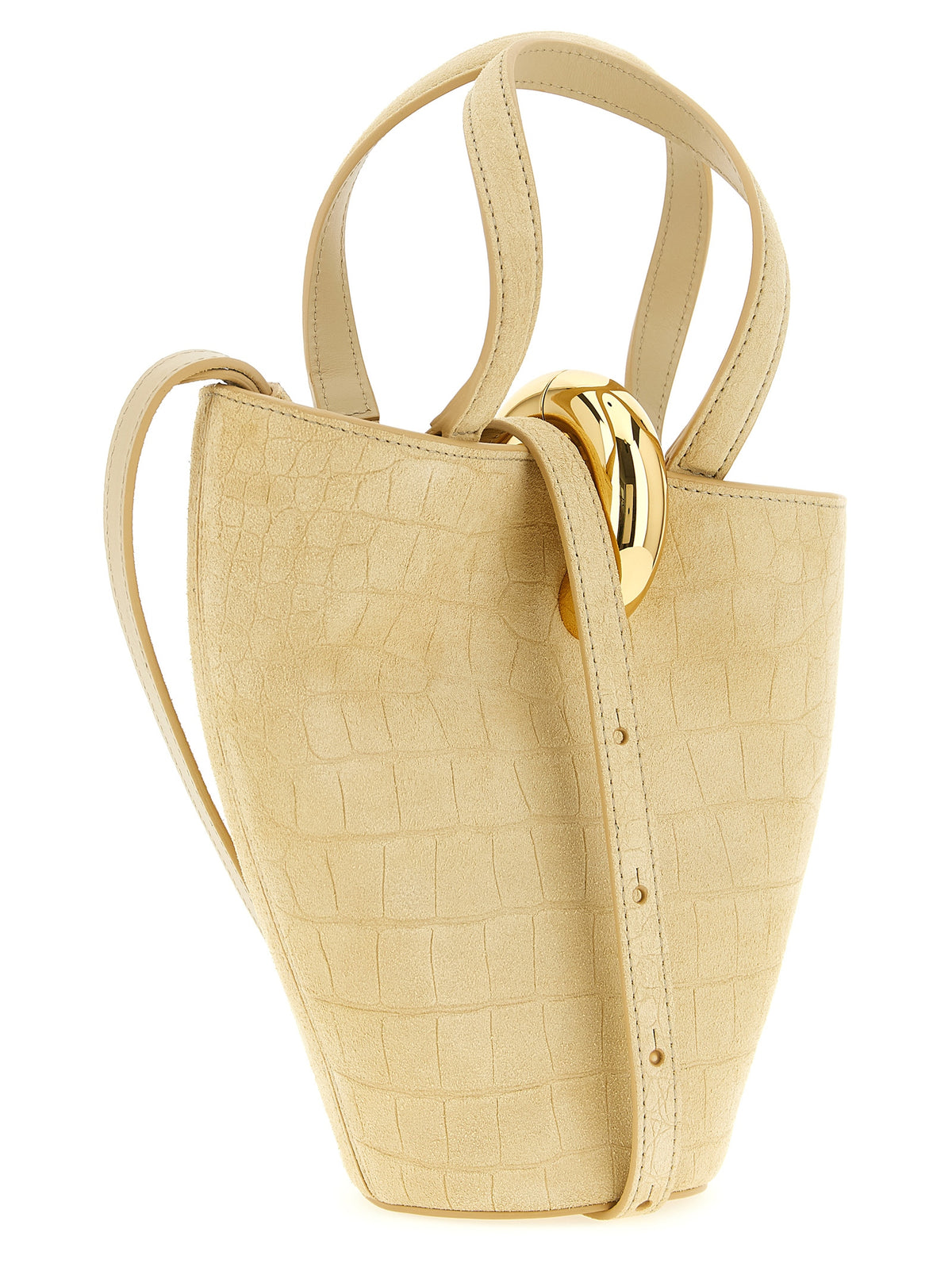 Borsa Le Petit Bambola di Jacquemus in pelle stampa coccodrillo color beige