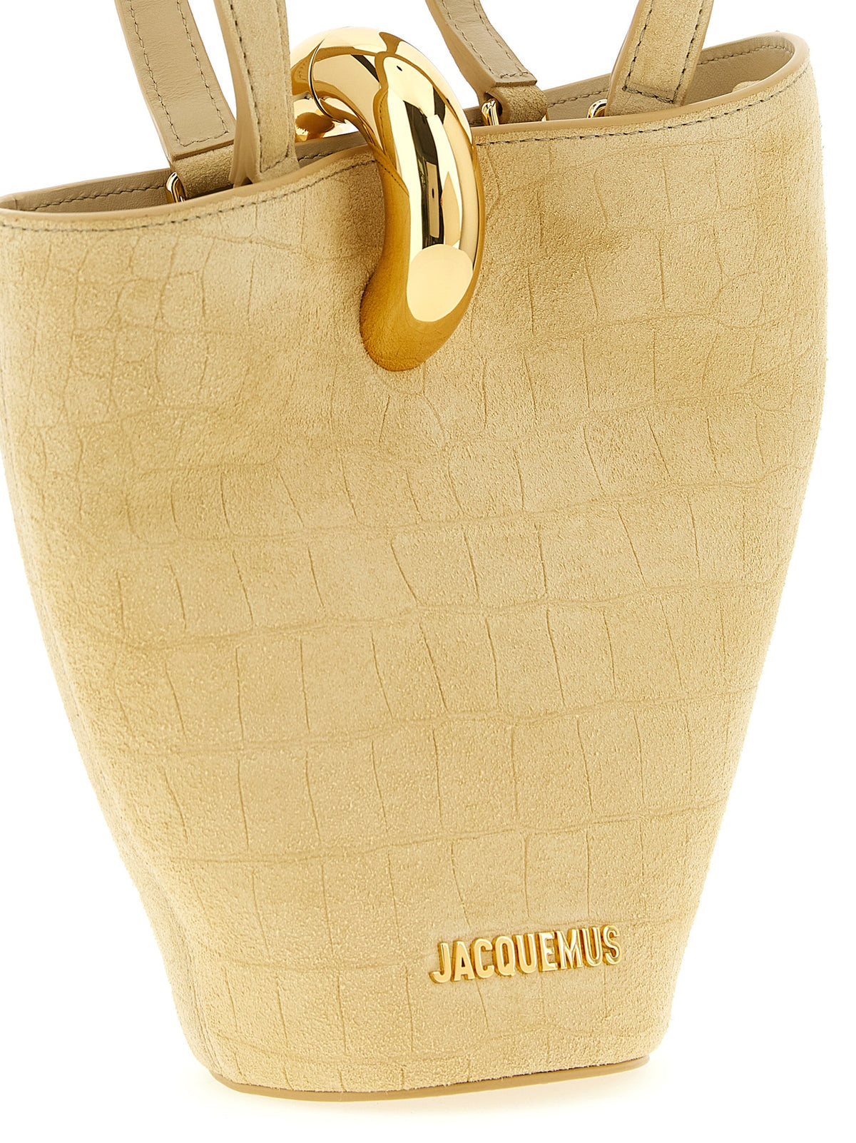 Borsa Le Petit Bambola di Jacquemus in pelle stampa coccodrillo color beige