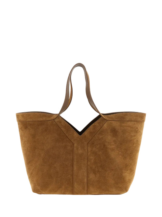 Borsa Y Tote Saint Laurent in camoscio marrone