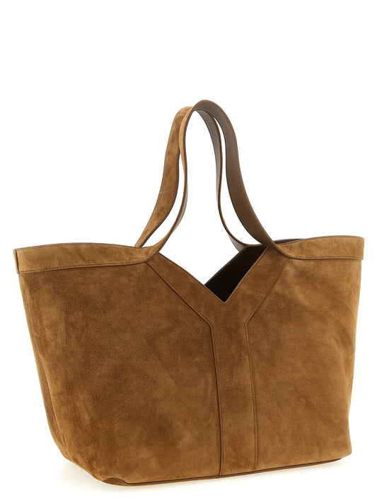 Borsa Y Tote Saint Laurent in camoscio marrone