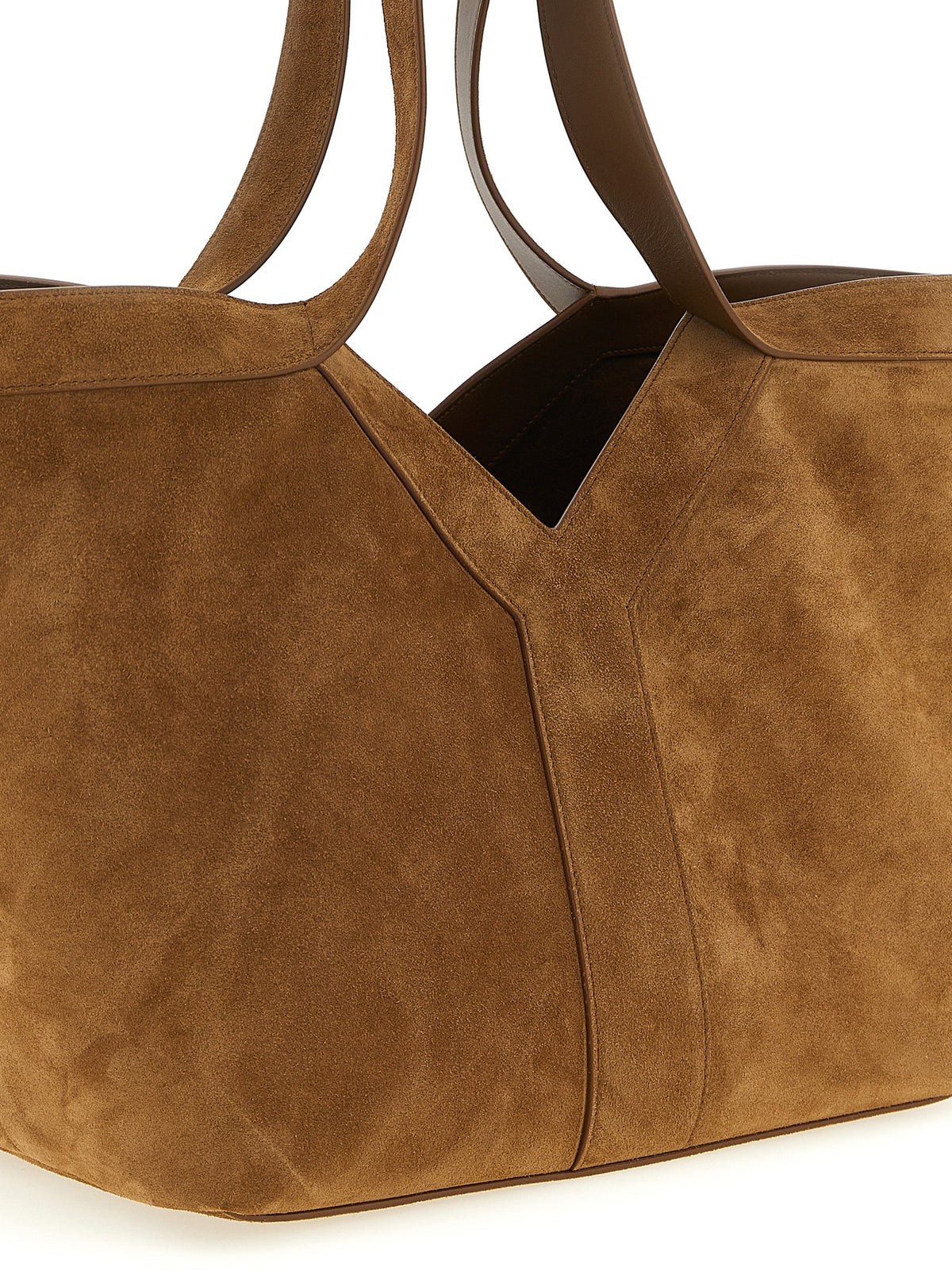Geantă Saint Laurent Y Tote din piele întoarsă maro