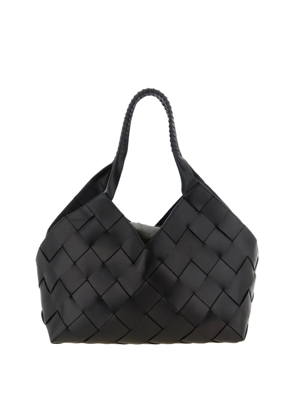 Borsa a spalla Dragon Diffusion Castello in pelle intrecciata nera