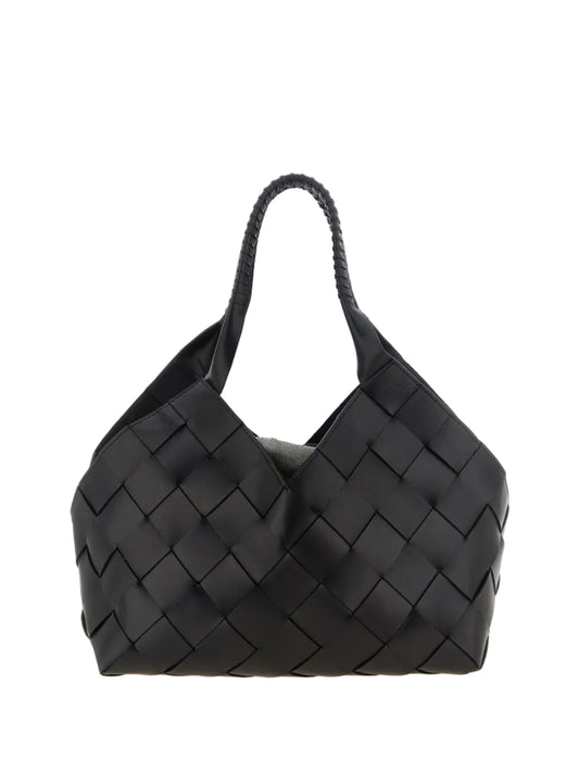 Borsa a spalla Dragon Diffusion Castello in pelle intrecciata nera