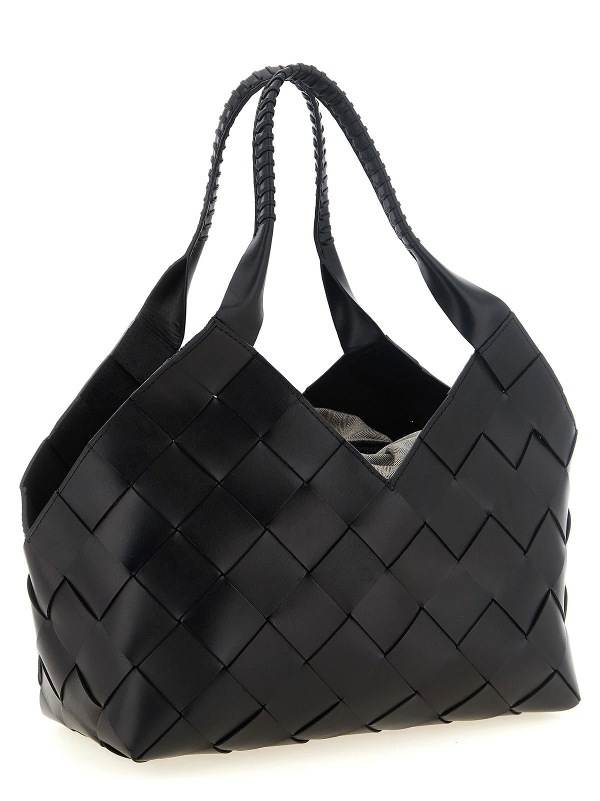 Borsa a spalla Dragon Diffusion Castello in pelle intrecciata nera