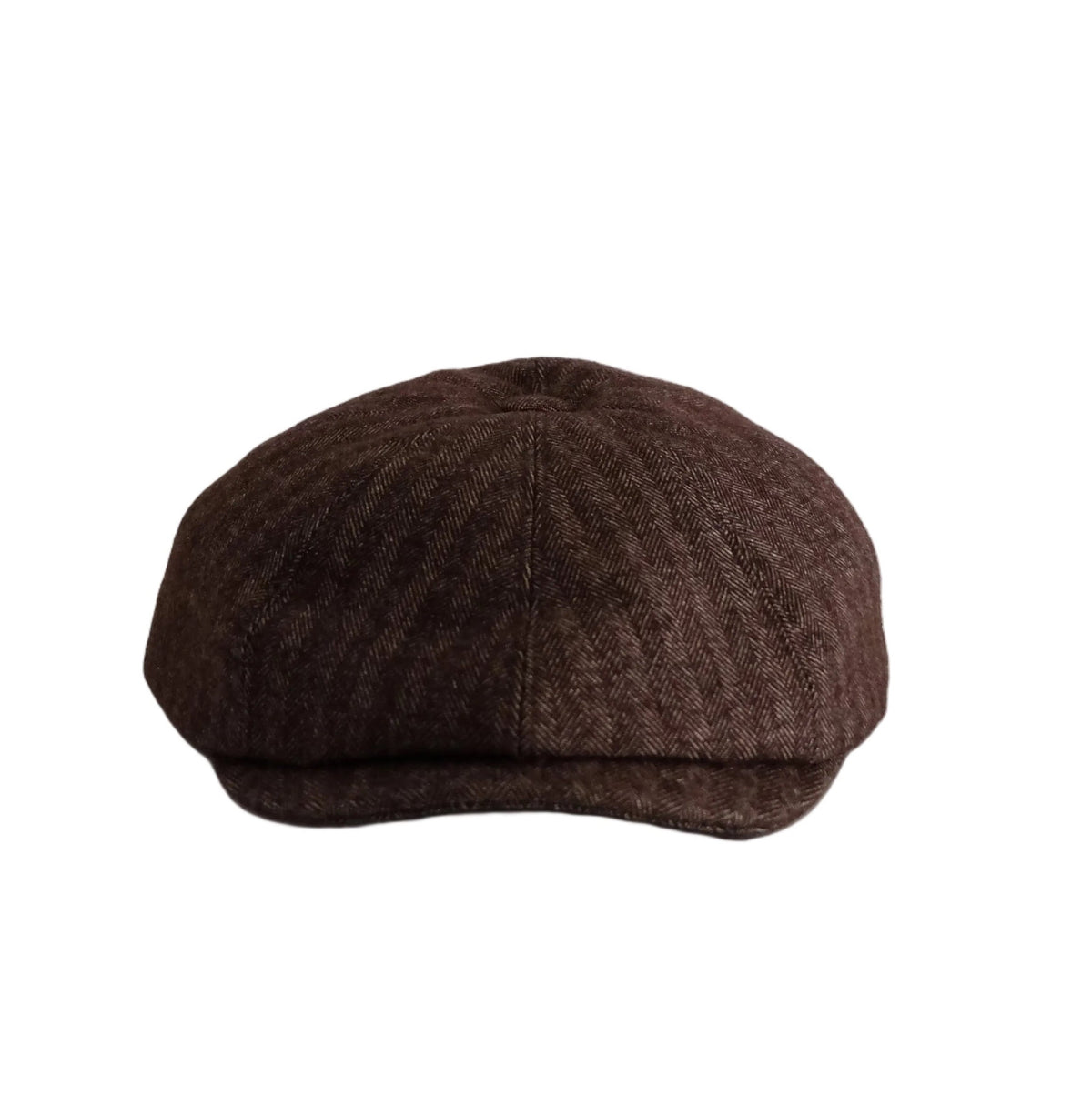 Alain brown wool baker boy cap with a full rounded crown and short peak