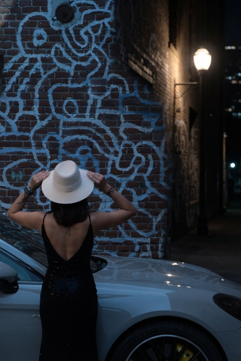 Moana — Pălărie Fedora din lână cu design sculptural, culoarea fildeșului